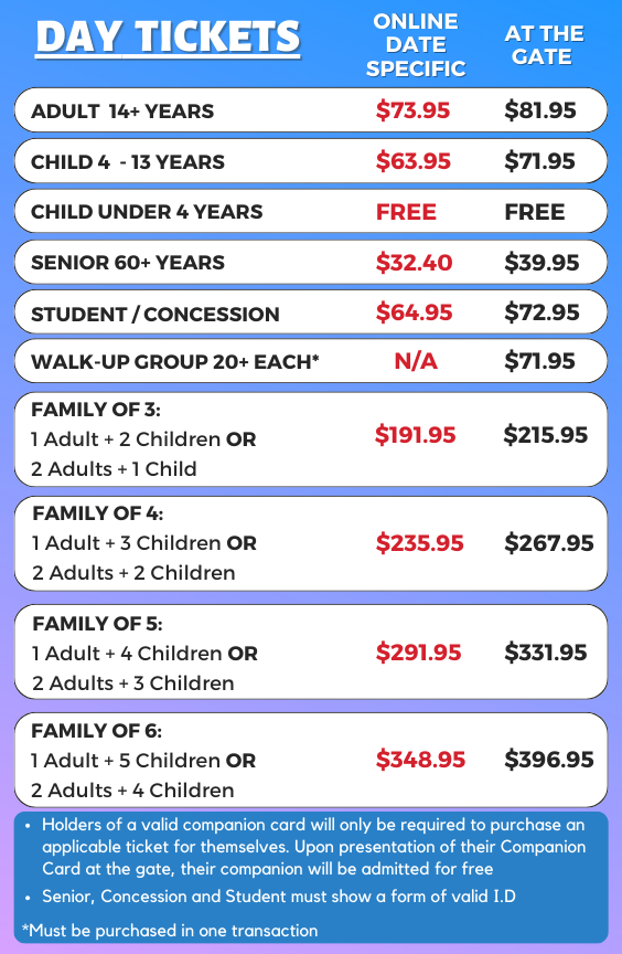 Day Ticket Pricing 2024.25